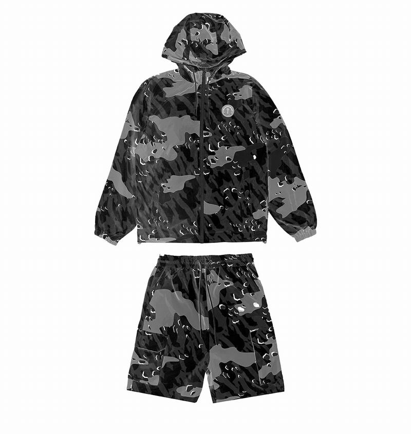 Black Camo Trapstar Decoded Camo Shorts Men's Sets | HJMVQS-071