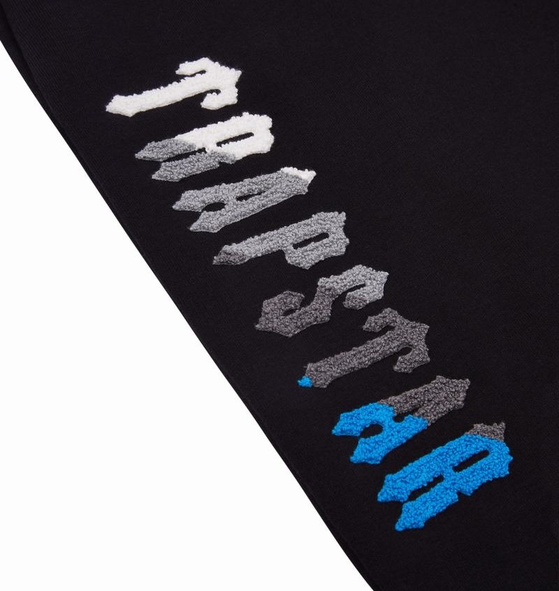 Black Silver Blue Trapstar Chenille Decoded 2.0 Hoodie Men's Tracksuits | PXKLNC-458