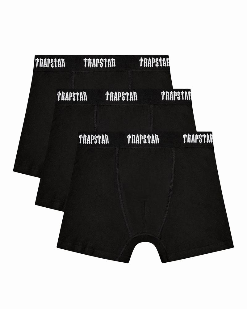 Black Trapstar 3 Pack Boxer Short Men\'s Underwear | XDALGU-756