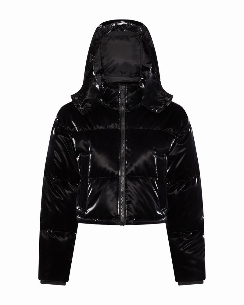 Black Trapstar Arch AW23 Hooded Puffer Women's Jackets | QAURVH-218