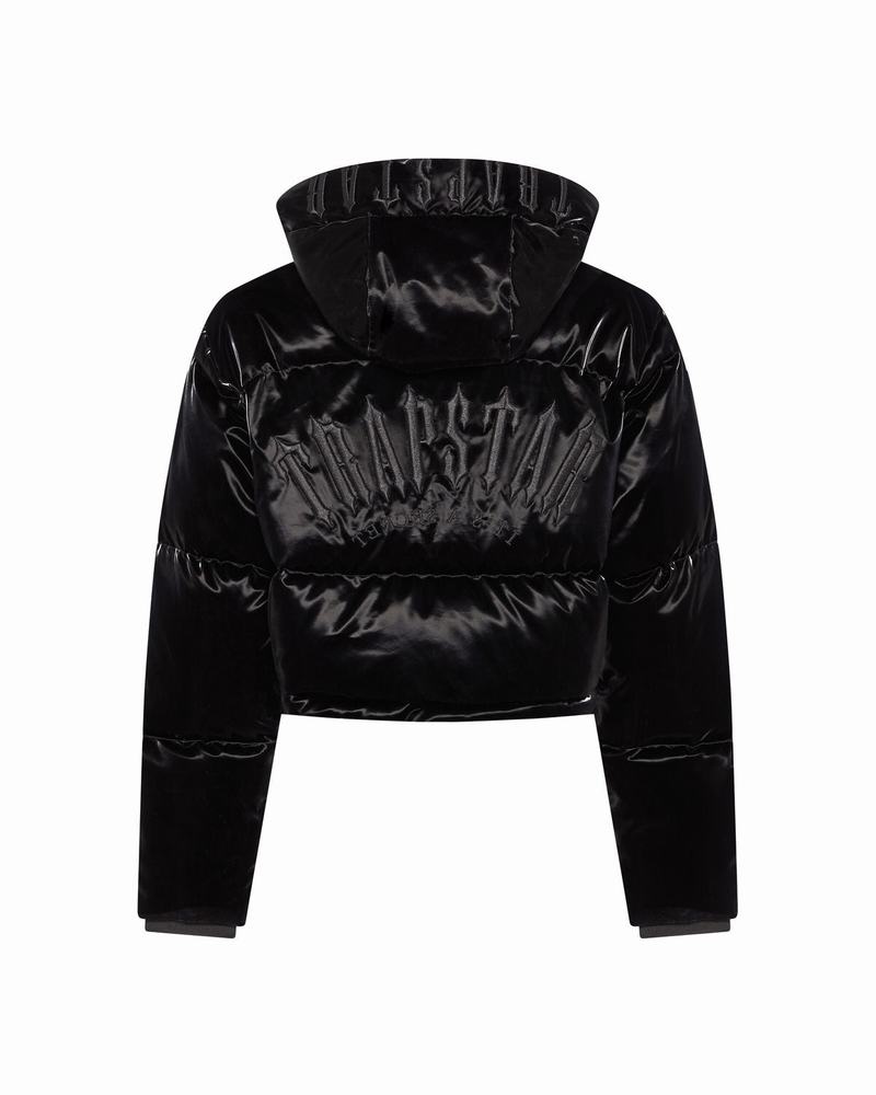 Black Trapstar Arch AW23 Hooded Puffer Women\'s Jackets | QAURVH-218