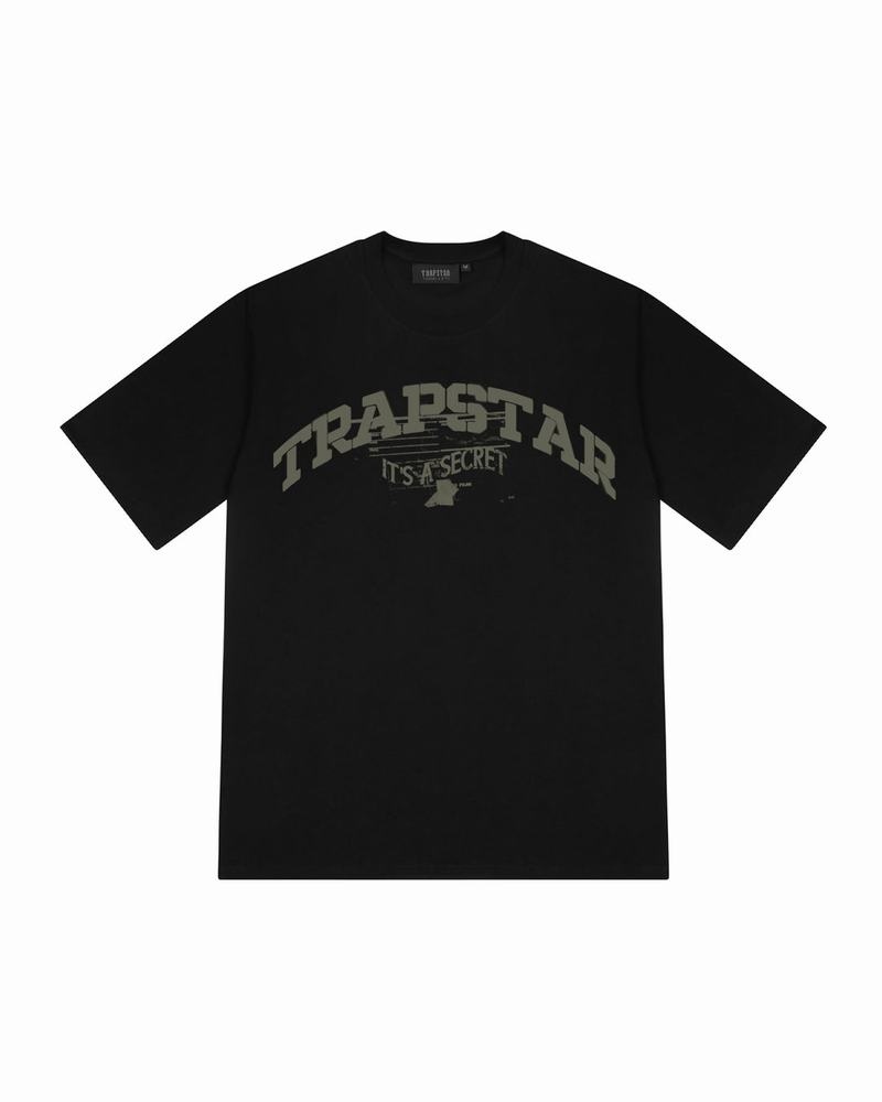 Black Trapstar Battalion Men\'s T Shirts | OWHBIX-519