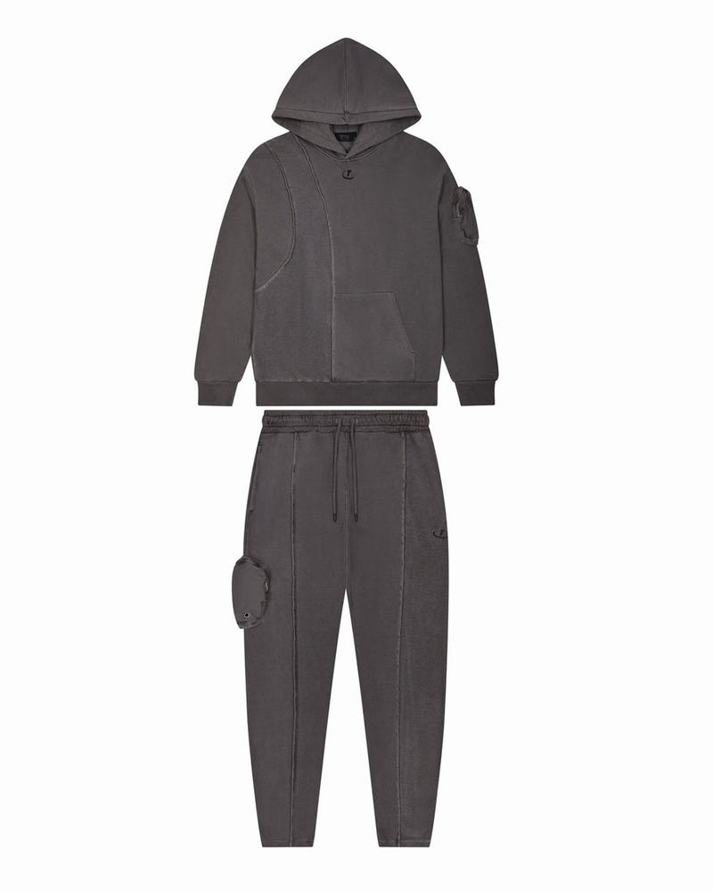 Black Trapstar Construct Hyperdrive Hoodie Men's Tracksuits | QOZVHN-937