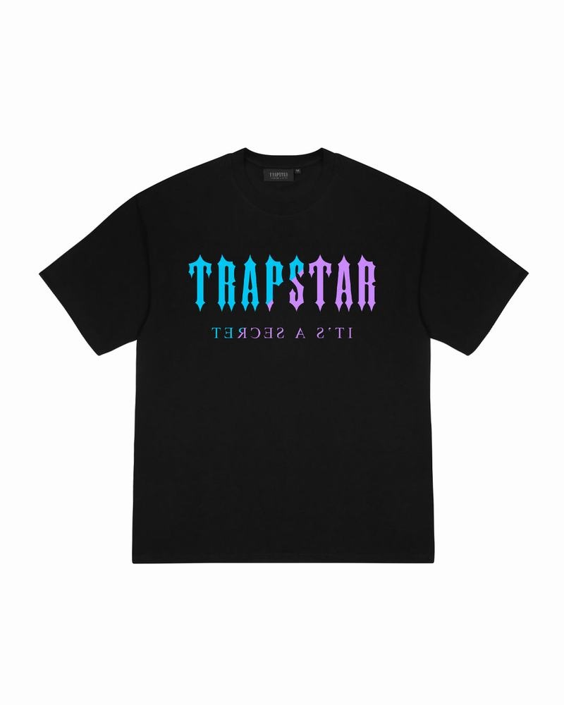 Black Trapstar Decoded Aqua Edition Tee Men\'s T Shirts | JWPUTD-430