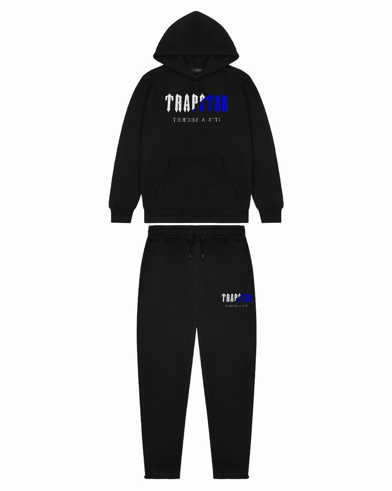 Black Trapstar Decoded Chenille Hooded Men\'s Tracksuits | XNTHUL-204