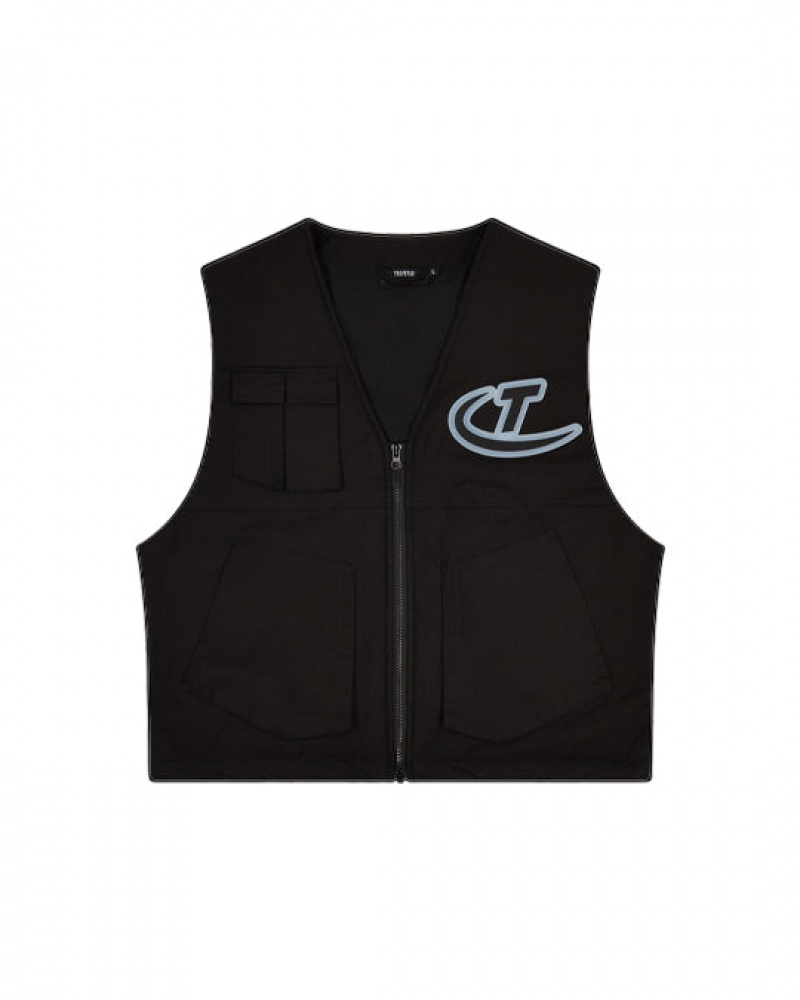 Black Trapstar Hyperdrive Pocket Vest Men\'s Jackets | GADCSE-425