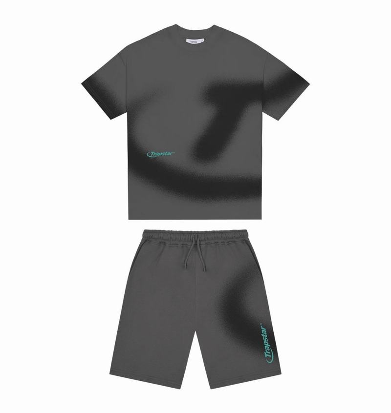 Black Trapstar Hyperdrive Spray Short Men\'s Sets | GYXZKC-891