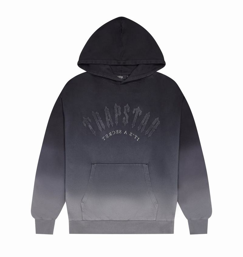 Black Trapstar Irongate Arch Chenille Hoodie Men's Tracksuits | VKGYSX-970