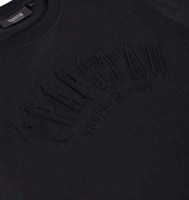 Black Trapstar Irongate Arch Embossed Tee Men's T Shirts | NCJBYL-815