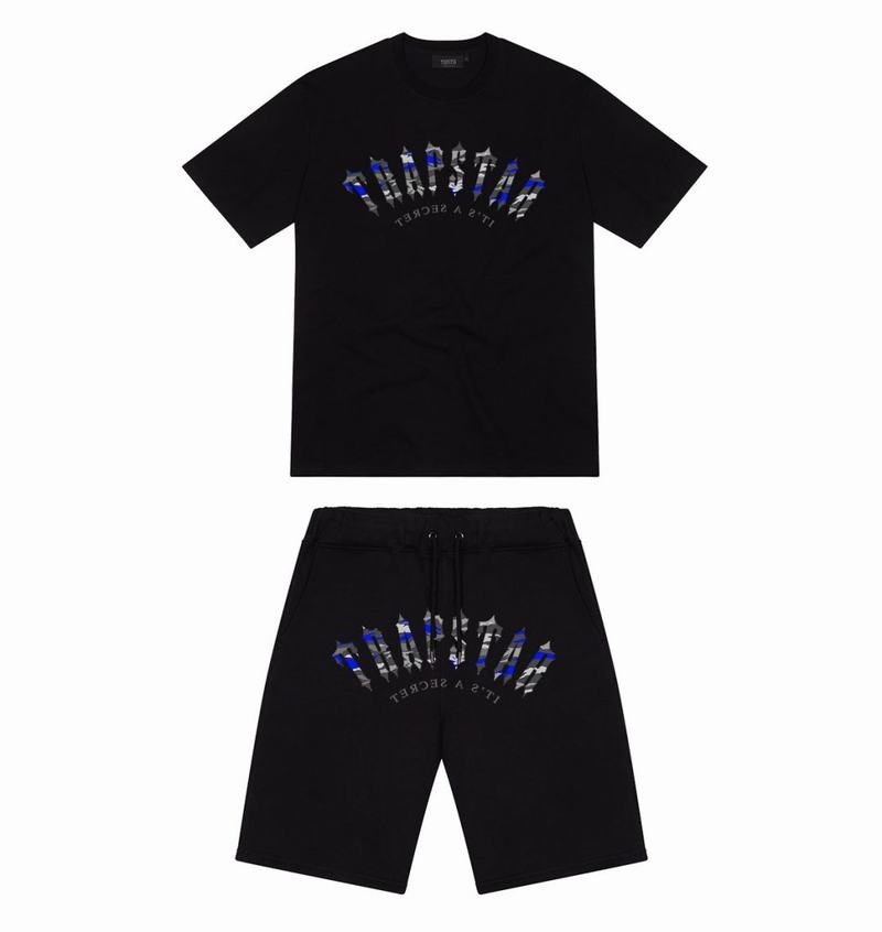 Black Trapstar Irongate Arch It’s A Secret Shorts Men's Sets | ZRCNVO-716