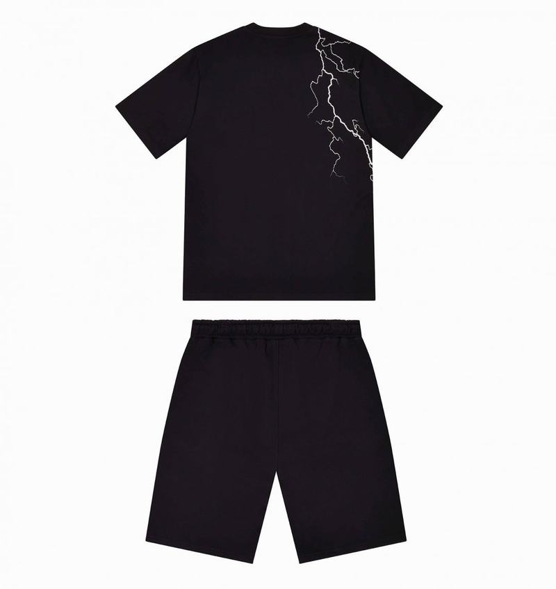 Black Trapstar Irongate T Lightning Shorts Men's Sets | HNQYDS-971