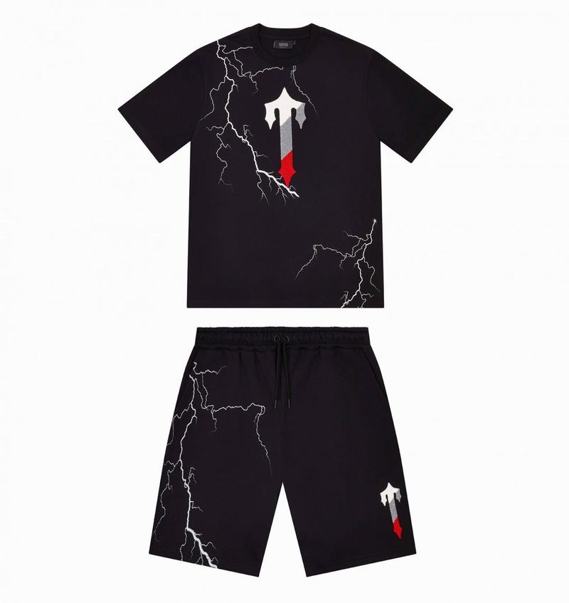 Black Trapstar Irongate T Lightning Shorts Men\'s Sets | HNQYDS-971