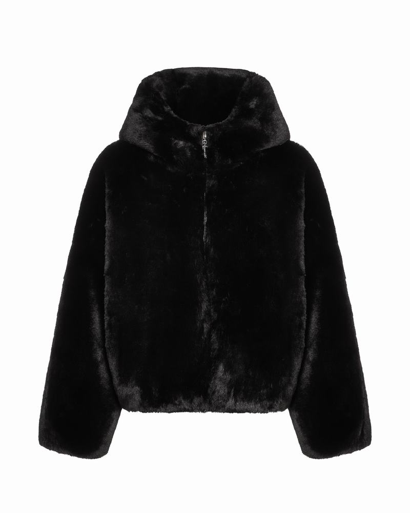 Black Trapstar Irongate T Oversized Fur Coat Women's Jackets | NSGRQE-317