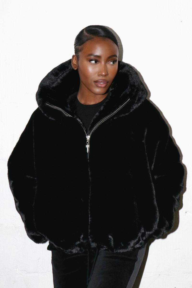 Black Trapstar Irongate T Oversized Fur Coat Women's Jackets | NSGRQE-317