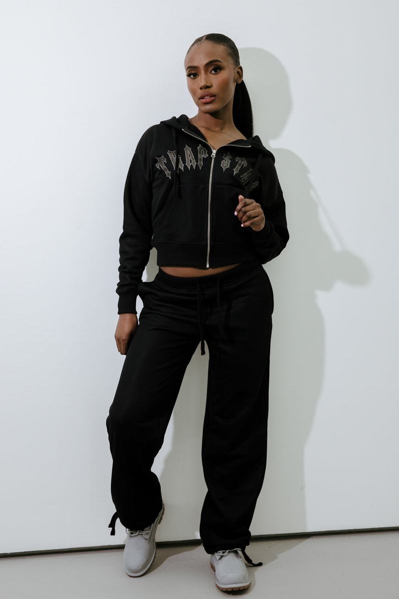 Black Trapstar Mesh Irongate Arch Hoodie Women's Tracksuits | LRUJGS-901