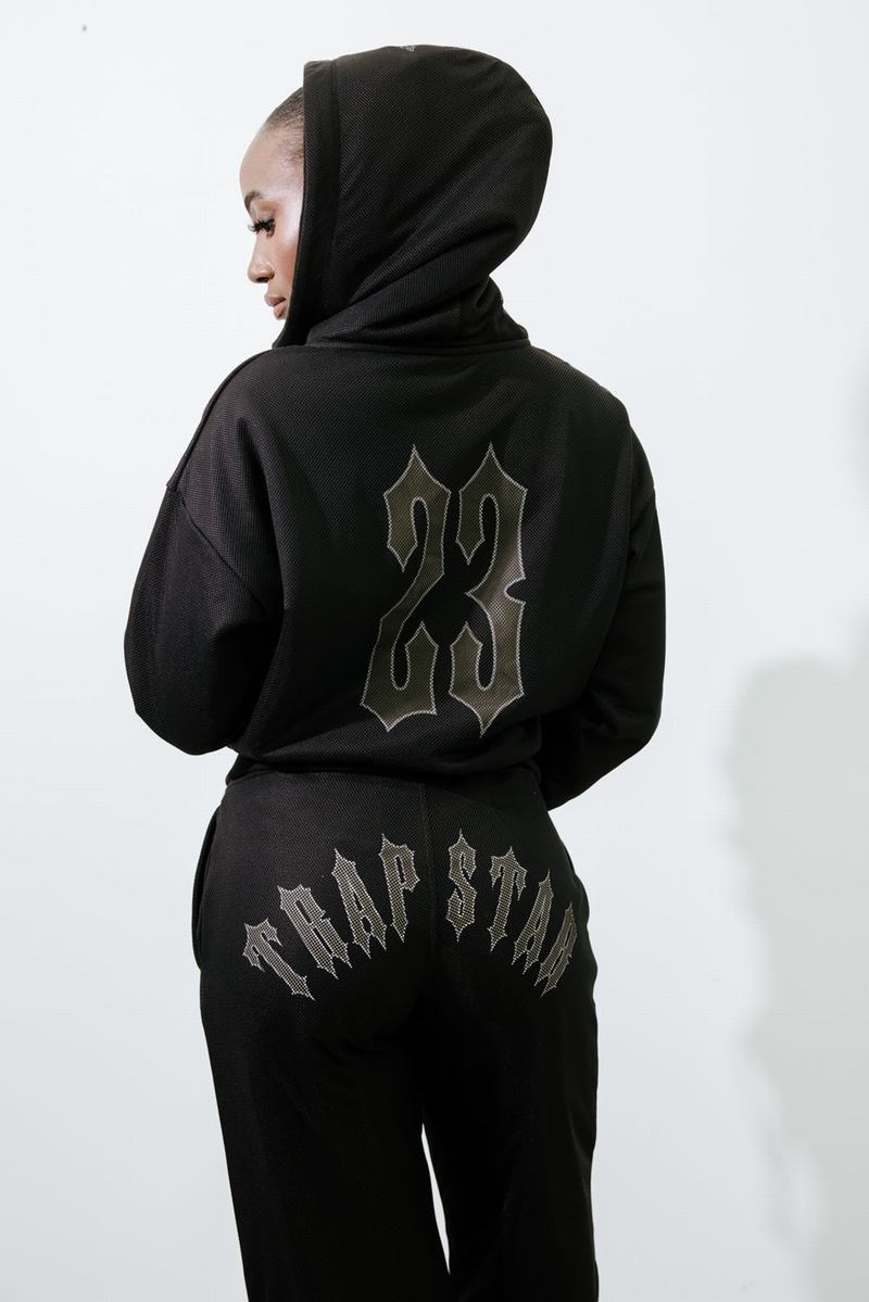 Black Trapstar Mesh Irongate Arch Hoodie Women's Tracksuits | LRUJGS-901