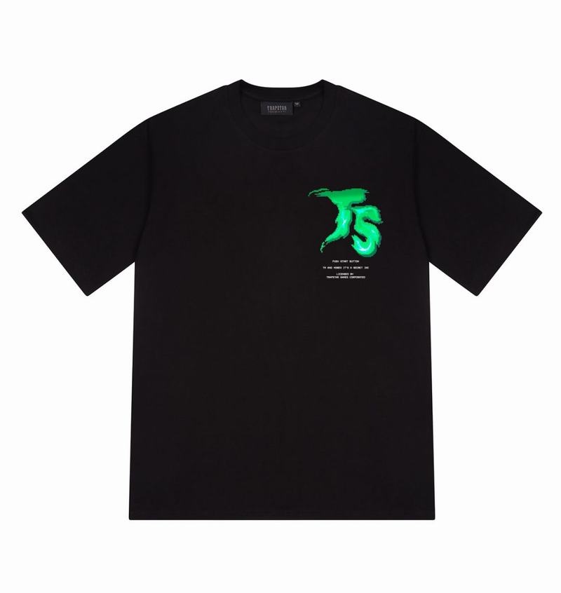 Black Trapstar Press Start Tee Men's T Shirts | ADNCHZ-031