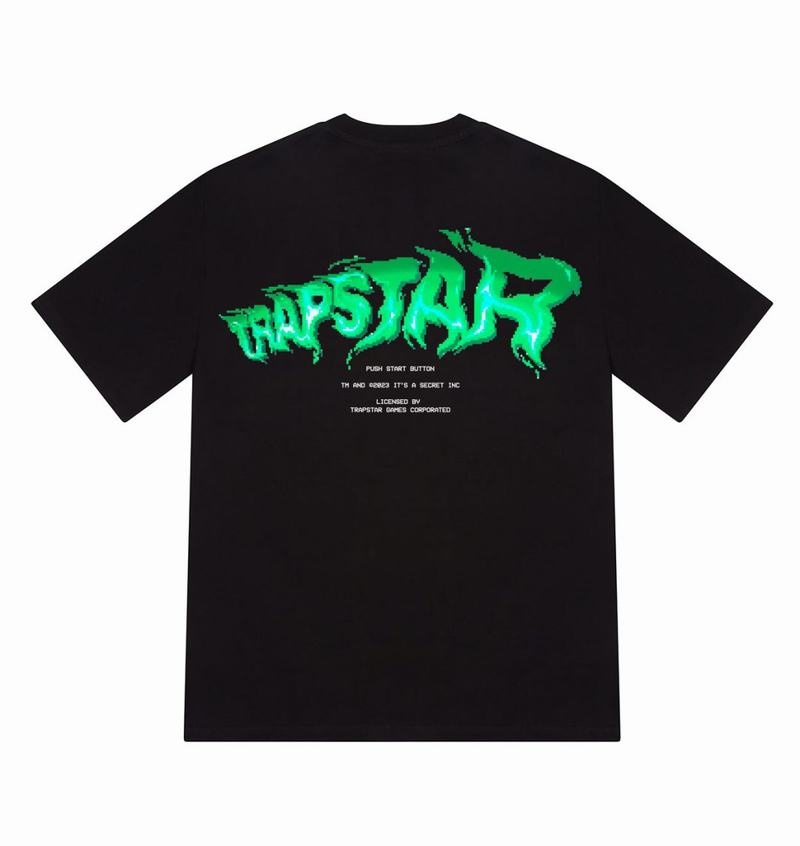 Black Trapstar Press Start Tee Men\'s T Shirts | ADNCHZ-031