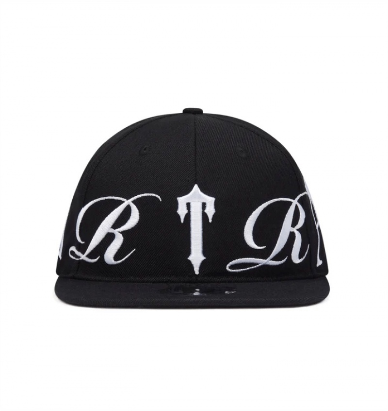 Black Trapstar Script Fitted Men\'s Caps | RGFJTA-586