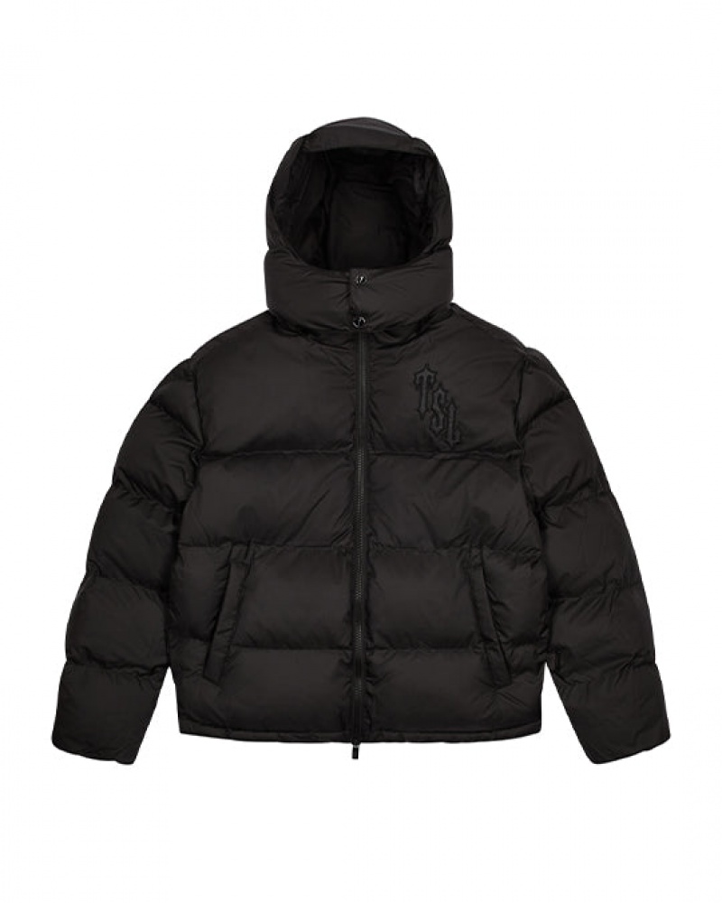 Black Trapstar Shooters Hooded Puffer Men's Jackets | QDZLNV-849