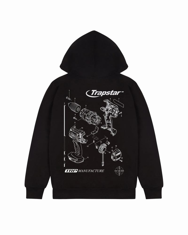 Black Trapstar TRP Manufacture Men\'s Hoodie | WCRUJX-612