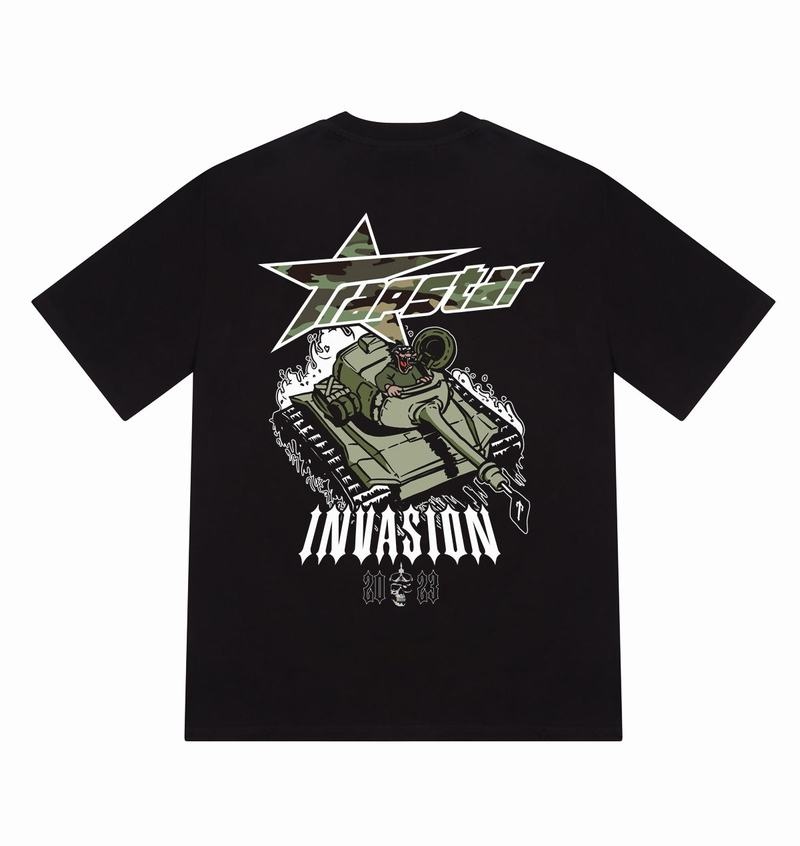 Black Trapstar Trap Invasion Tee Men\'s T Shirts | CONXVU-835