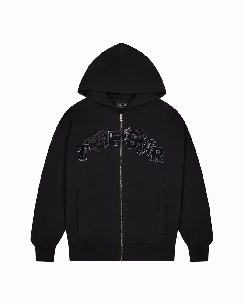 Black Trapstar Wildcard Chenille Zip Men\'s Hoodie | ENDYZO-703