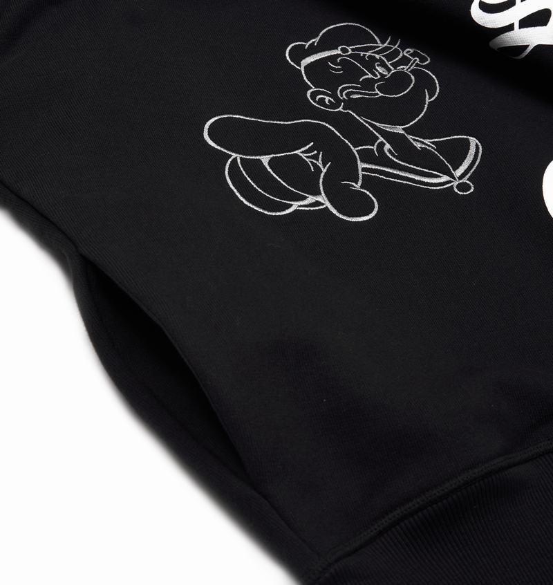 Black Trapstar x Iceberg Embroidered and Printed Popeye Men's Hoodie | WHVISA-928