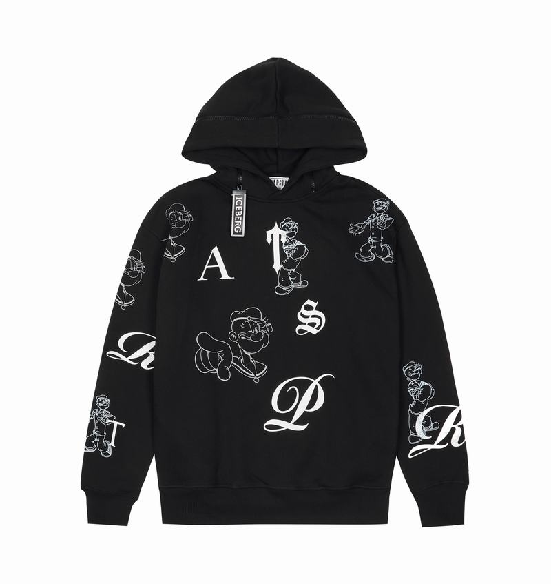 Black Trapstar x Iceberg Embroidered and Printed Popeye Men\'s Hoodie | WHVISA-928