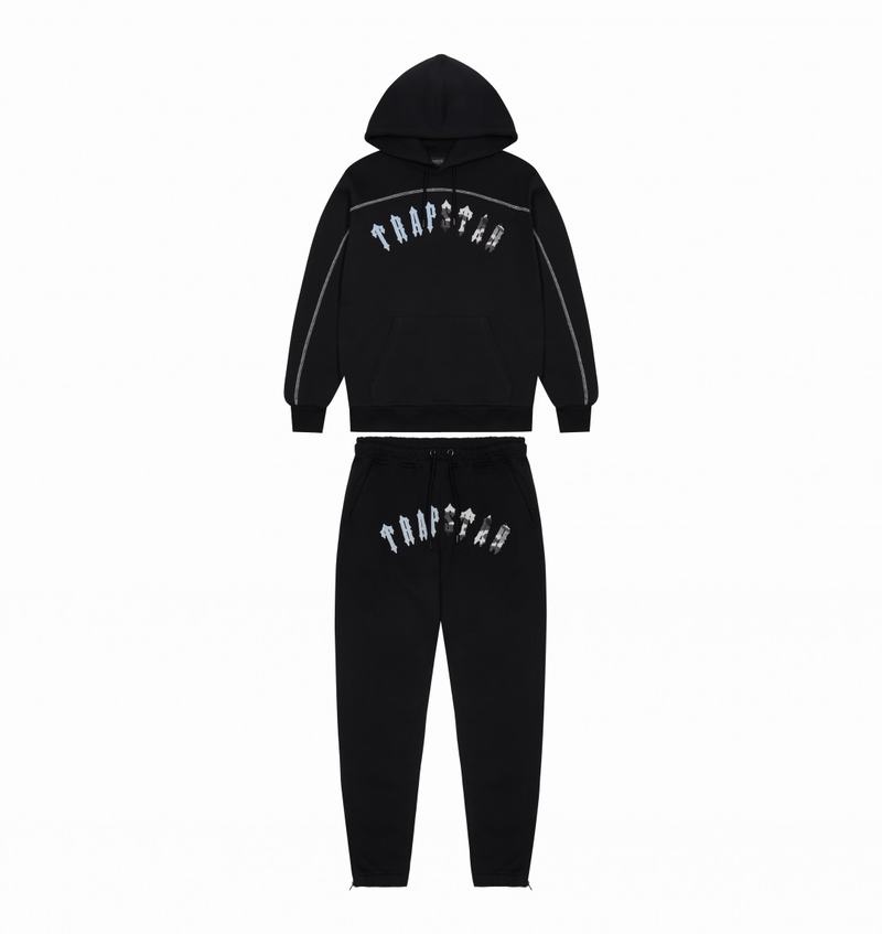 Black / Blue Camo Trapstar Irongate Chenille Arch Hooded Men\'s Tracksuits | IJLWDR-723