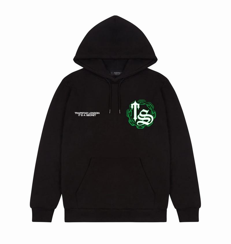 Black / Green Trapstar Chain Script Men's Hoodie | YUIAKO-971