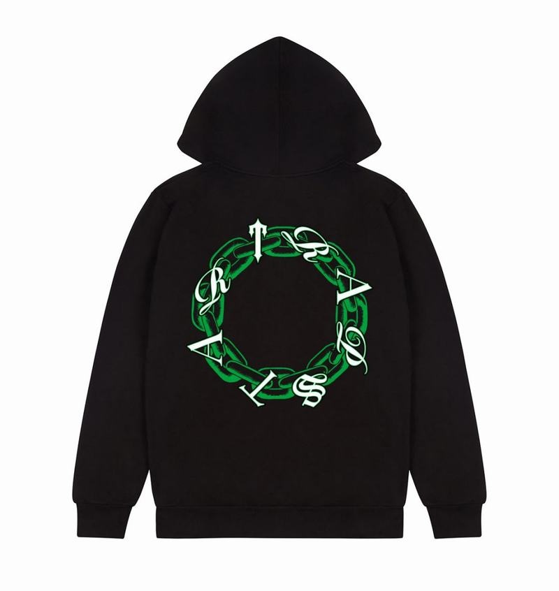 Black / Green Trapstar Chain Script Men\'s Hoodie | YUIAKO-971