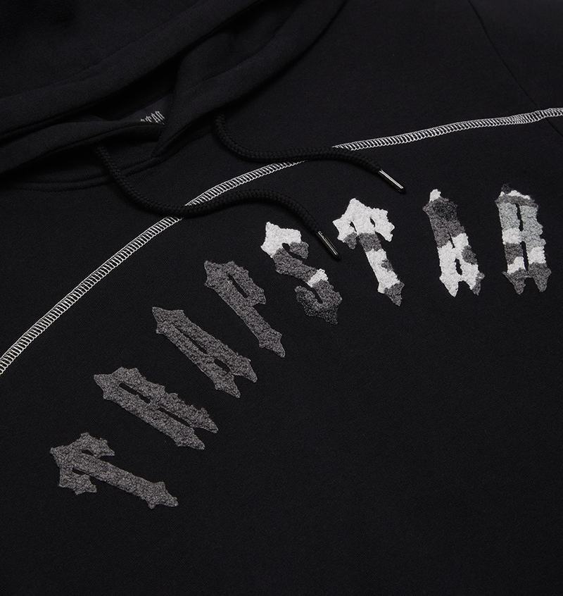 Black / Grey Camo Trapstar Irongate Chenille Arch Hooded Men's Tracksuits | AHFOXM-837