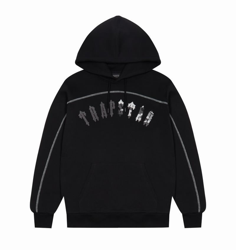 Black / Grey Camo Trapstar Irongate Chenille Arch Hooded Men's Tracksuits | AHFOXM-837