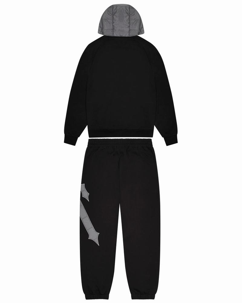 Black / Grey Trapstar Irongate T Hood Men's Tracksuits | KZDAJR-745