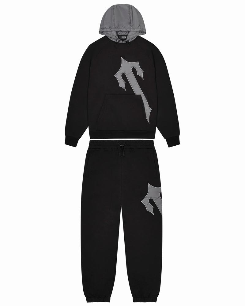 Black / Grey Trapstar Irongate T Hood Men\'s Tracksuits | KZDAJR-745