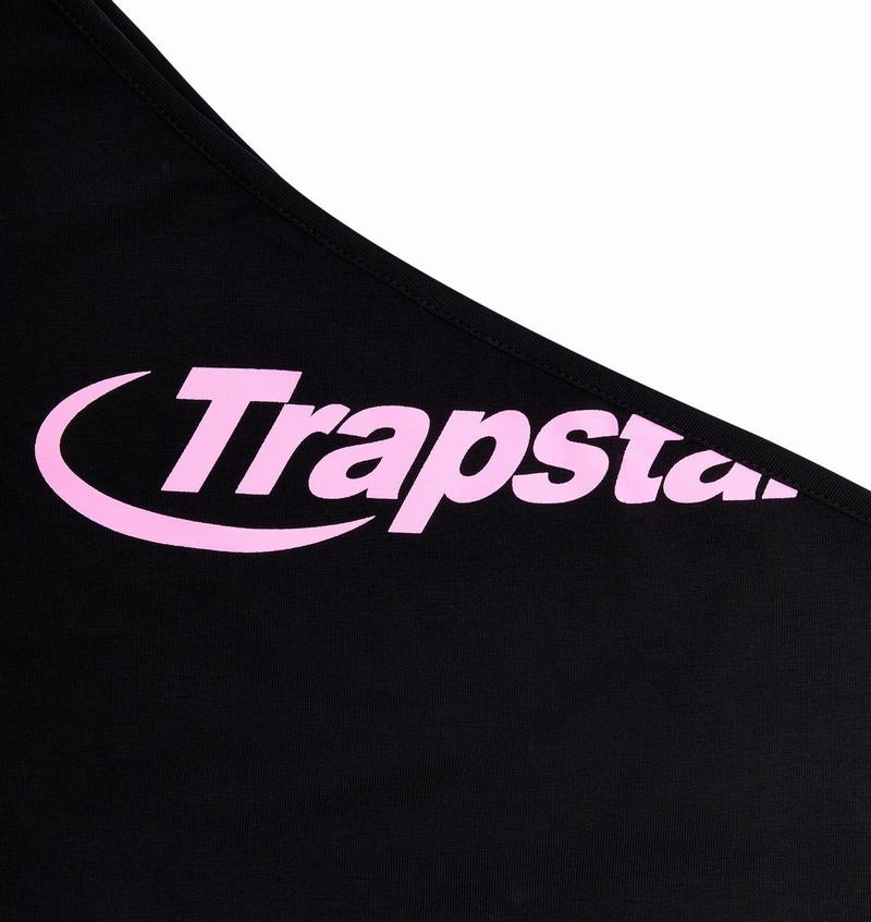 Black / Pink Trapstar Hyperdrive One Shoulder Vest Women's Tops | TEYJQV-143