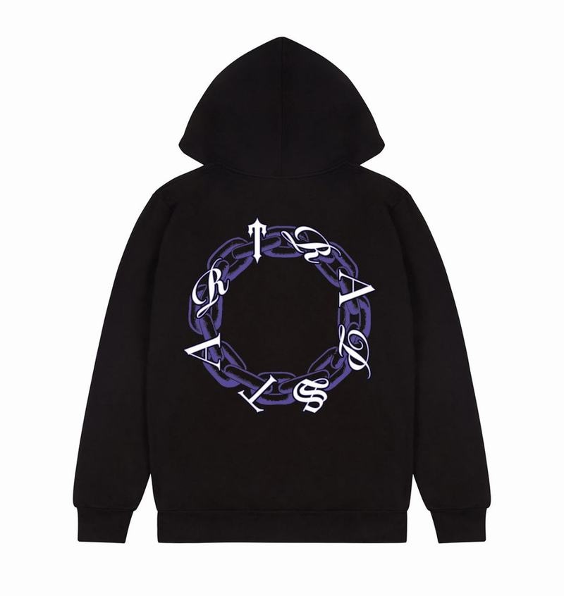 Black / Purple Trapstar Chain Script Men\'s Hoodie | YRNBXI-783