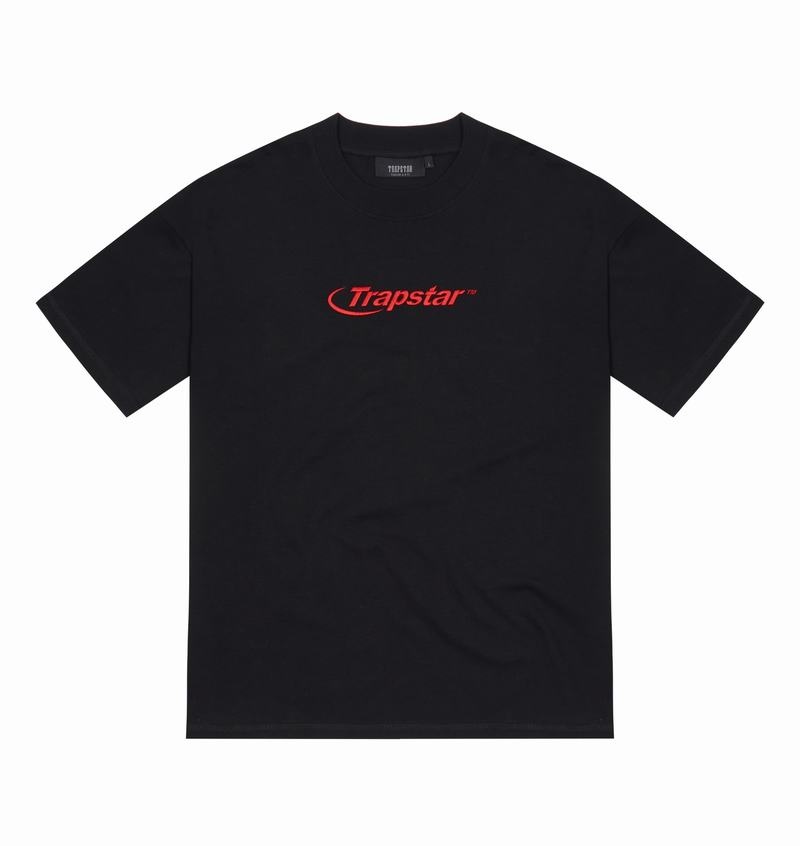 Black / Red Trapstar Hyperdrive Embroidered Tee Men\'s T Shirts | GDMWUS-718