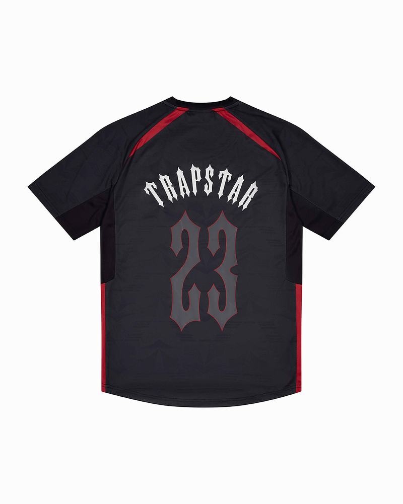 Black / Red Trapstar Irongate Football Jersey Men's T Shirts | AWBLHD-098