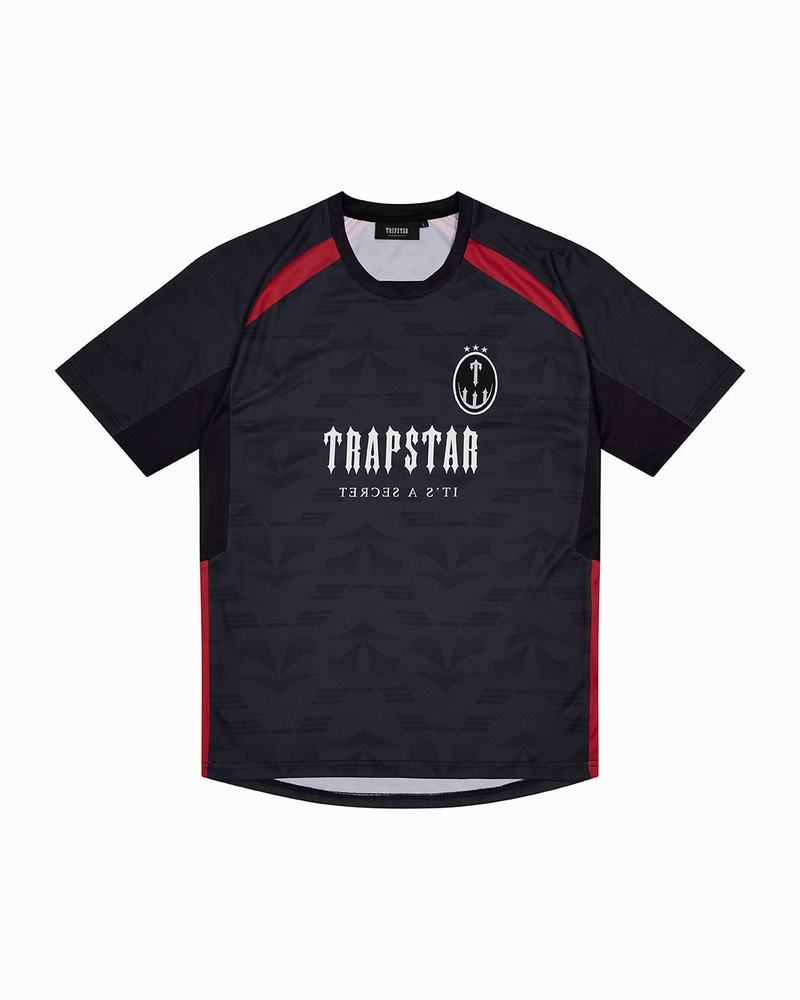 Black / Red Trapstar Irongate Football Jersey Men\'s T Shirts | AWBLHD-098