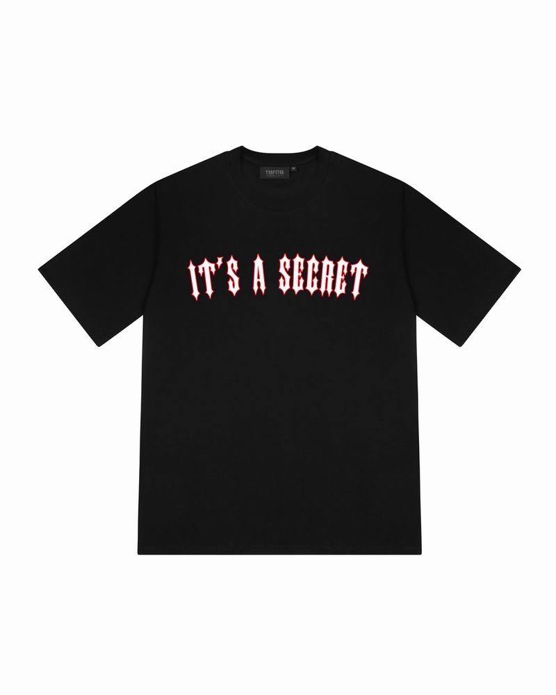 Black / Red Trapstar It\'s a Secret Tee 2.0 Men\'s T Shirts | UPOTMH-623