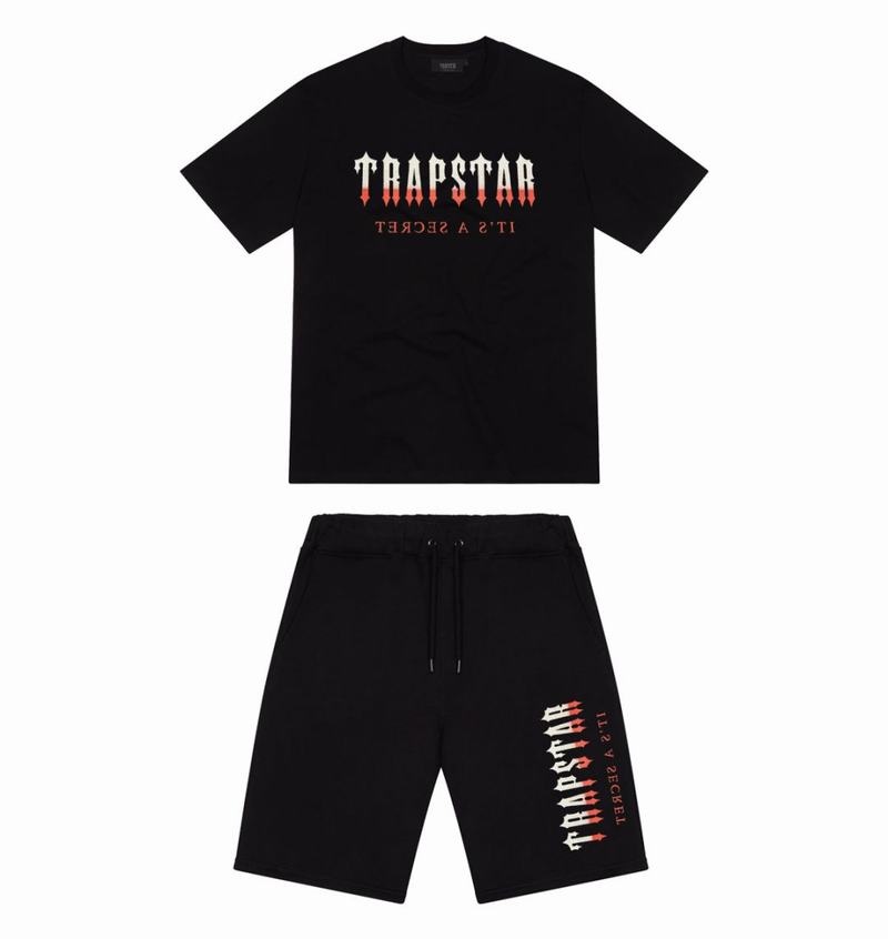 Black / Red Trapstar Oversized Decoded Shorts Men's Sets | AJSNZG-586