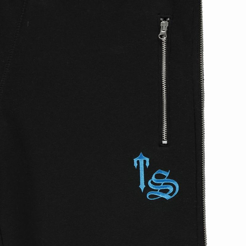 Black / Turquoise Trapstar Script Zip Leg Jogging Women's Pants | SOWXHB-093