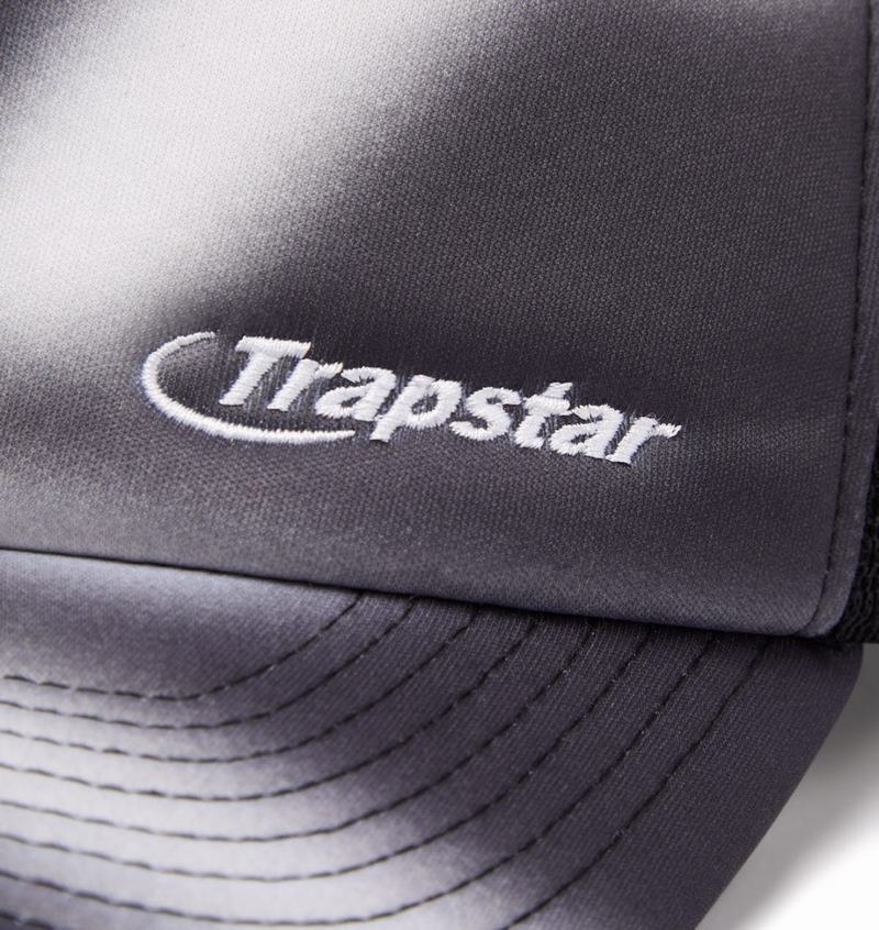 Black / White Trapstar Hyperdrive Blur Trucker Men's Caps | VCUQPN-039