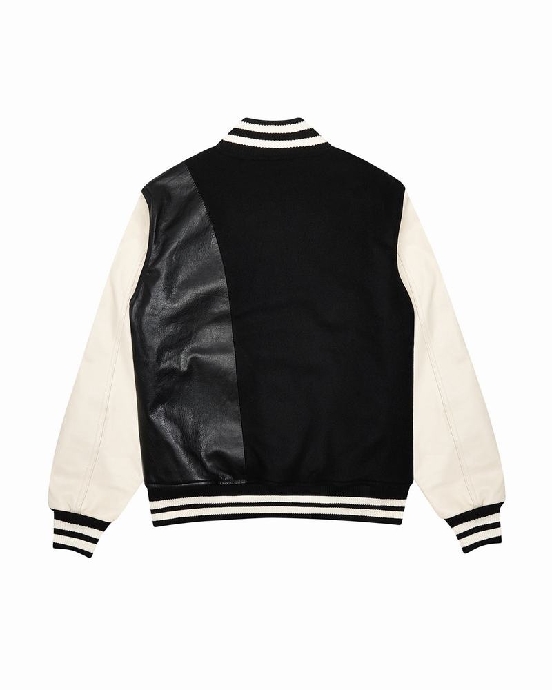 Black / White Trapstar Hyperdrive T Chenille Varsity Men's Jackets | VMWNCK-129