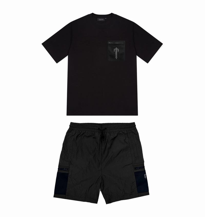 Black / White Trapstar Irongate Mesh Pocket Short Men\'s Sets | XIAOVG-284