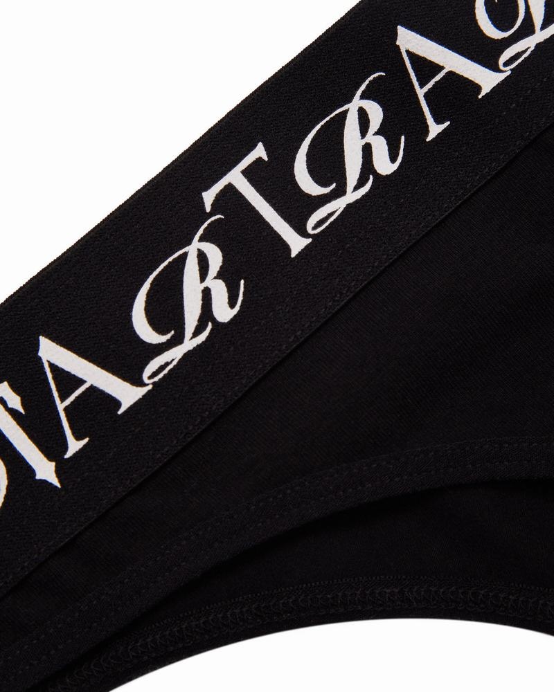 Black / White Trapstar Script Thong Women's Underwear | HAURPE-274