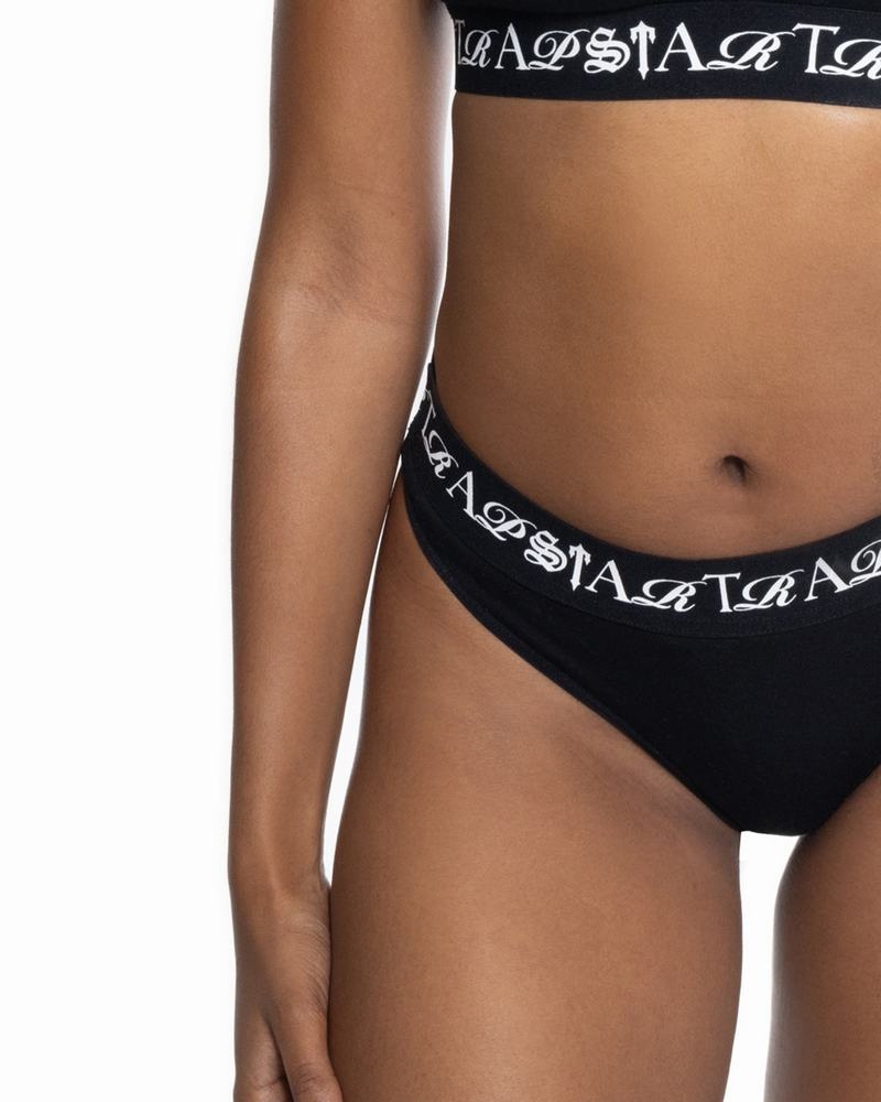 Black / White Trapstar Script Thong Women's Underwear | HAURPE-274