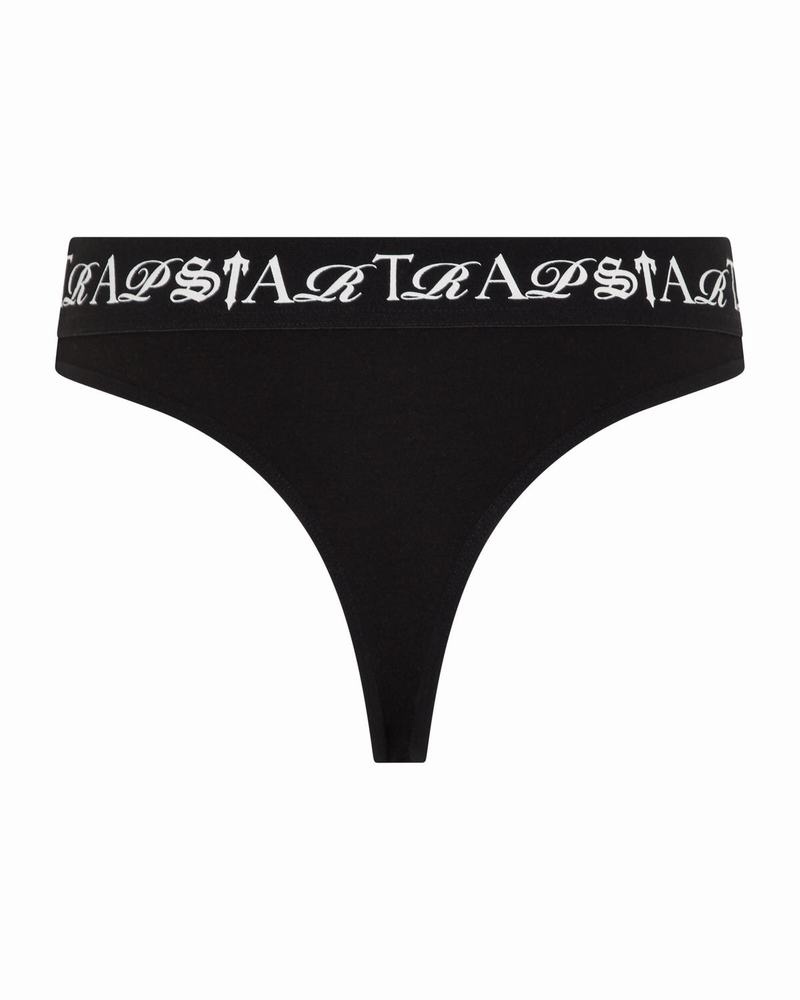 Black / White Trapstar Script Thong Women\'s Underwear | HAURPE-274